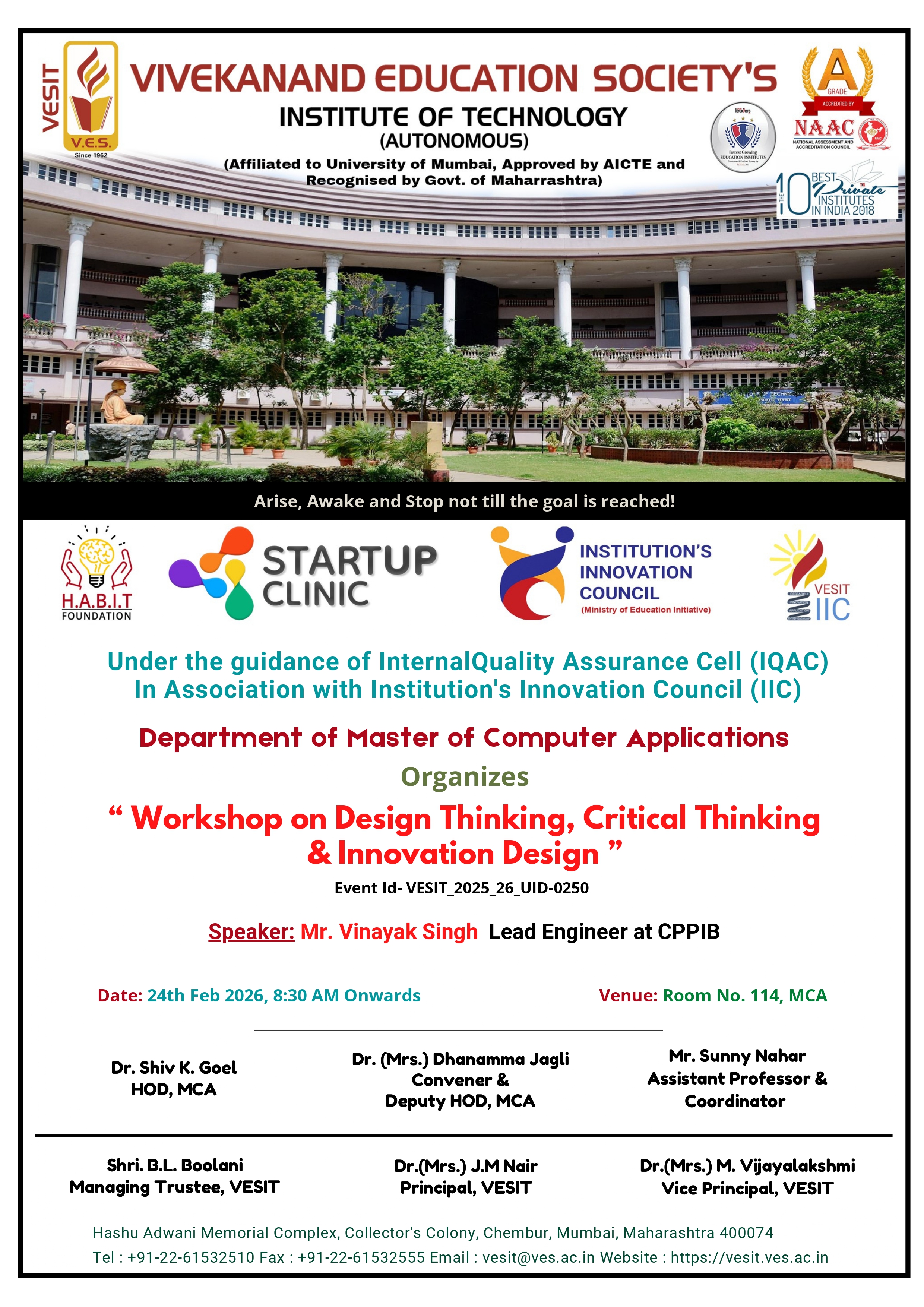 Workshop on Design Thinking, Critical Thinking & Innovation Design